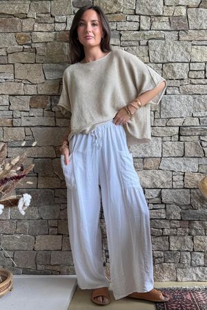 Huxley Barrel Pant White